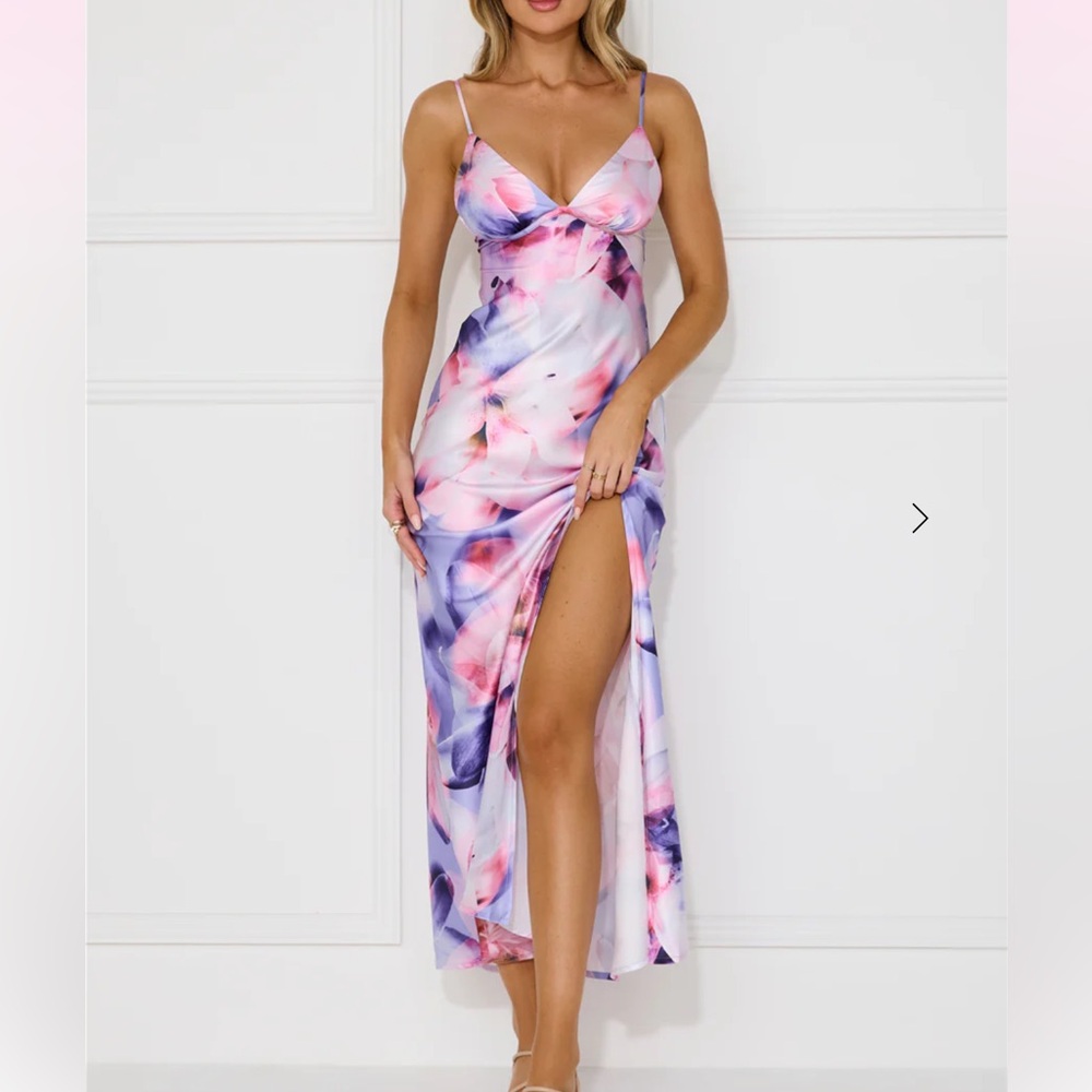 Hello Molly PARTY IN BROOKLYN SATIN MAXI DRESS PURPLE